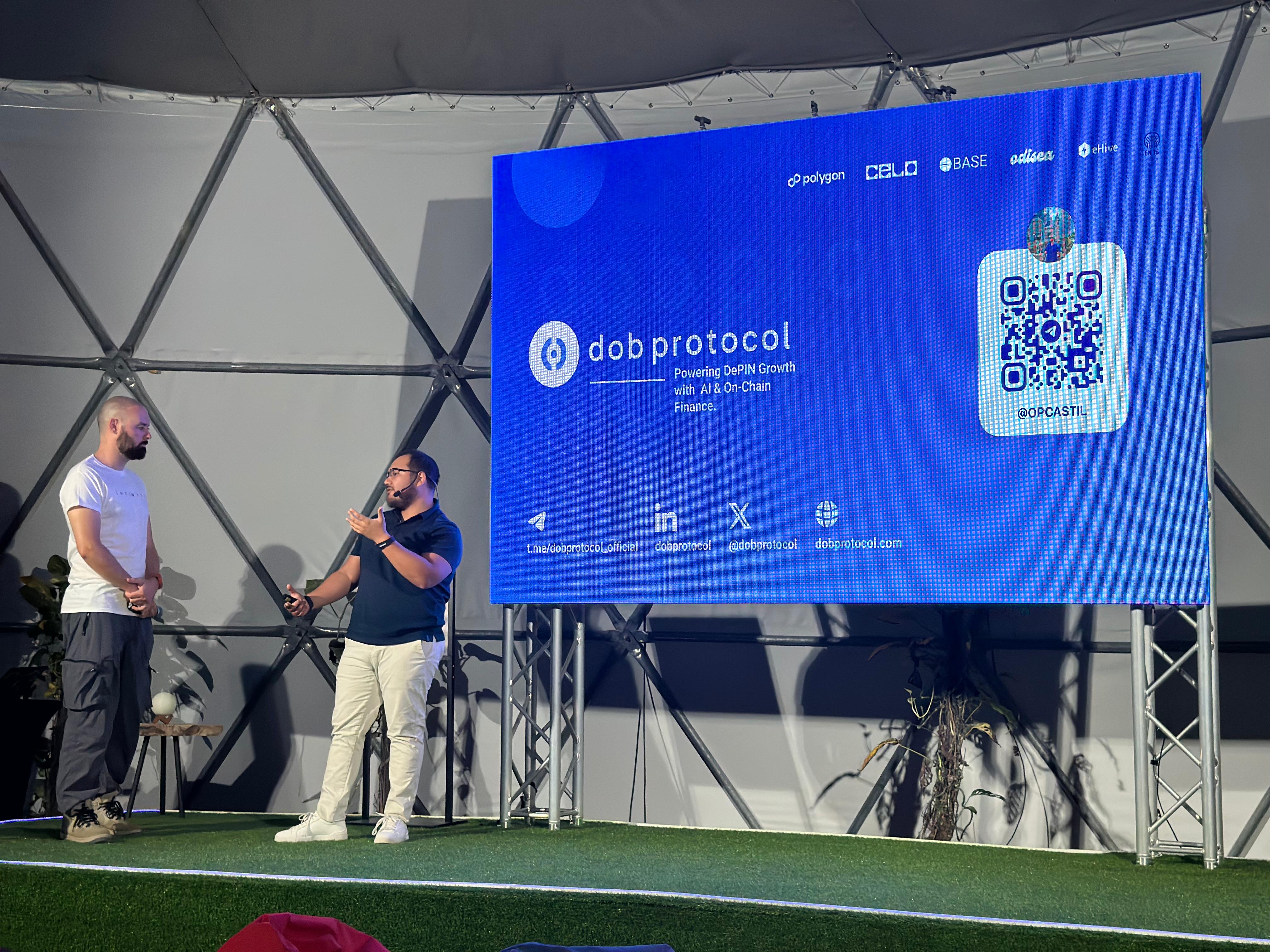 Dob Protocol pitch on stage